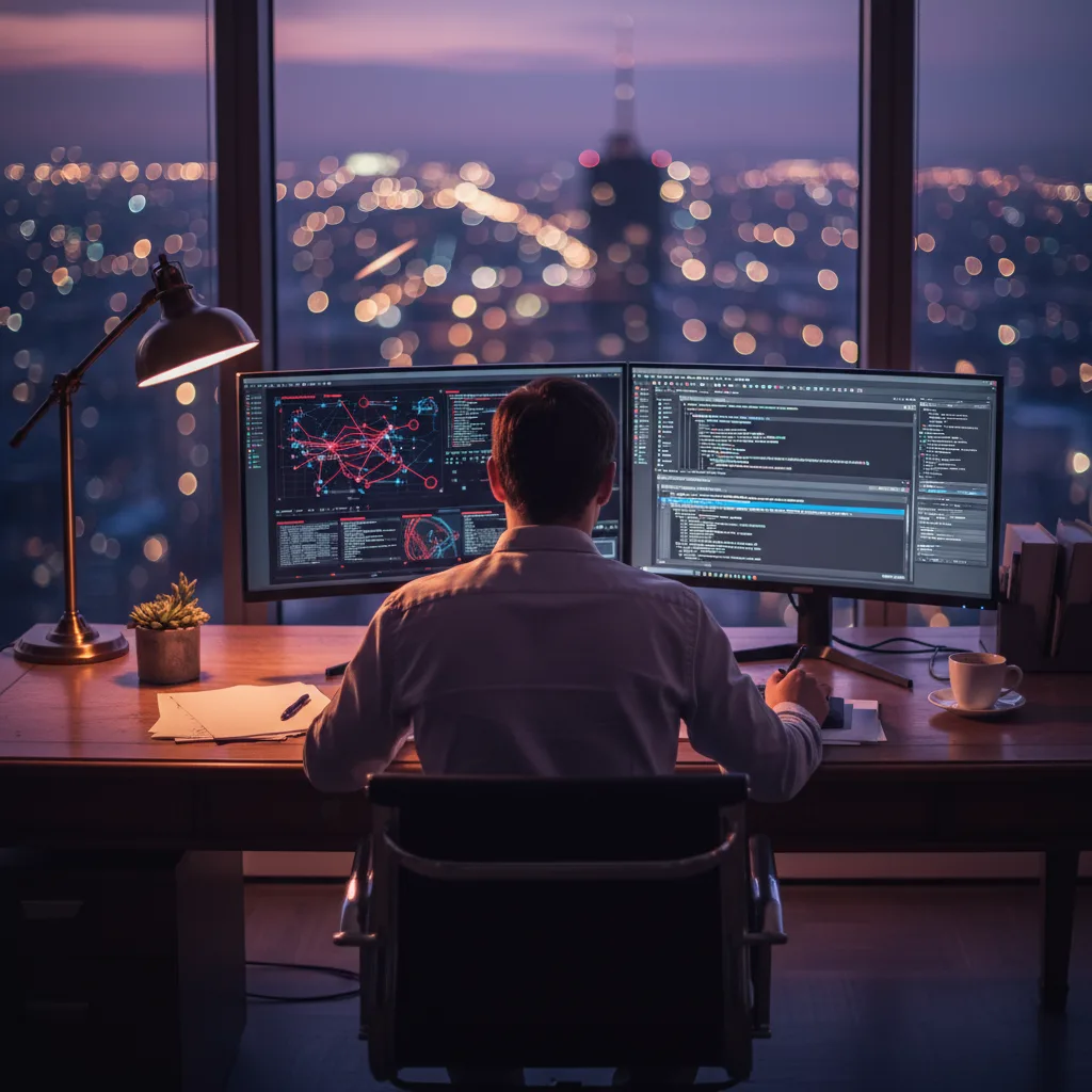 SharpSec office at night